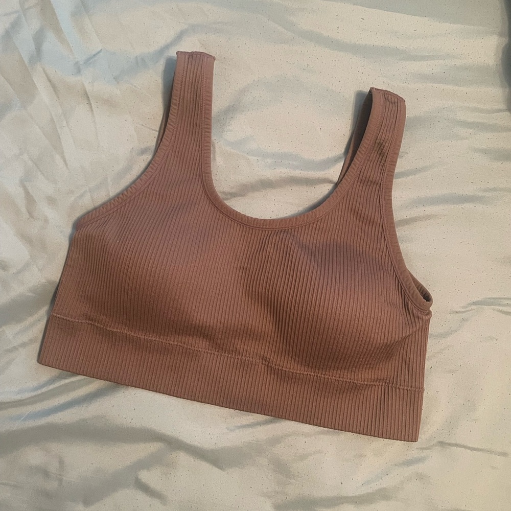 Seamless Ribbed Brown Bra - Picture 2 of 6